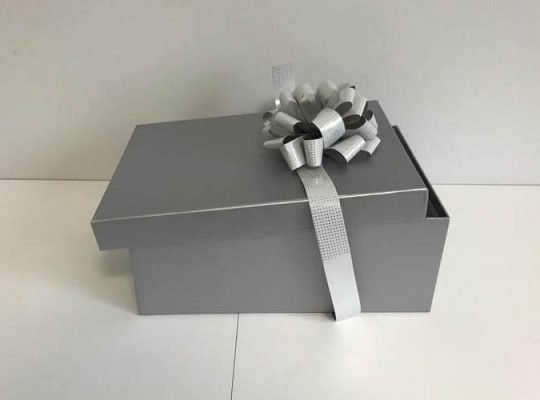 Grey Gift Box with Ribbon