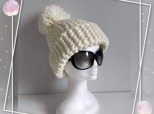 Oversized Knitted Hat with Pom Pom