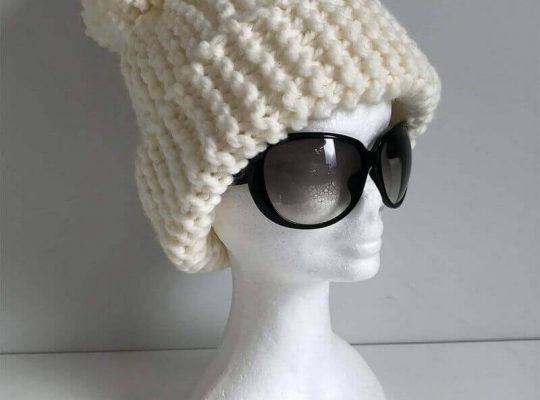 Oversized Knitted Hat with Pom Pom