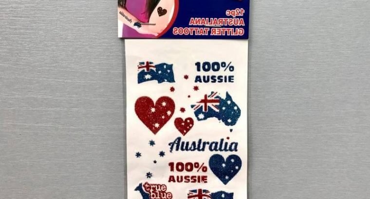 12pc Set of Australia Themed Temporary Tattoos